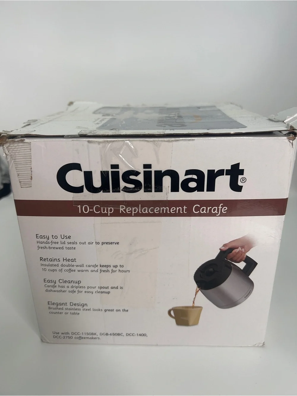 Cuisinart Stainless Steel 10 Cup Carafe with Black Handle & Lid